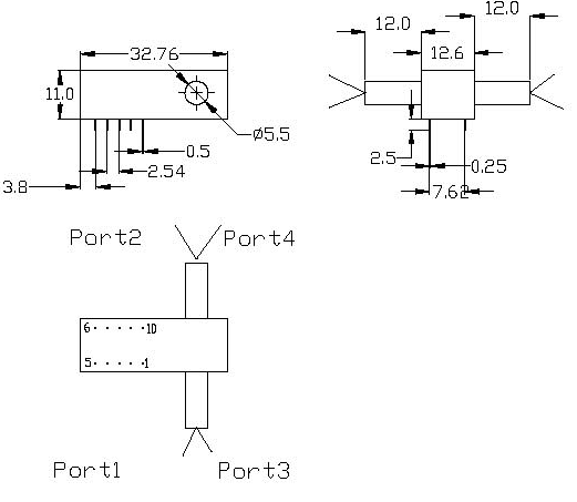 Dimmension of Mechanical Switch 1X2 